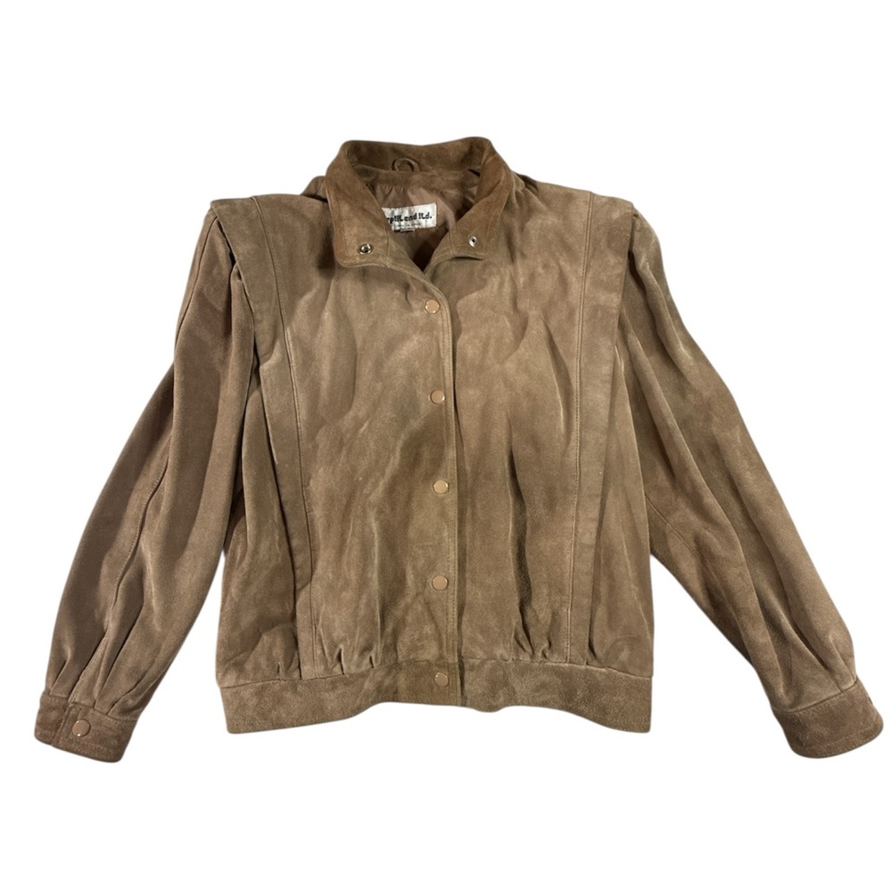 Woman’s Vintage 80’s Sueded 100% Leather Bomber Jacket Size 11/12